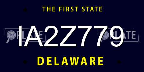 IA2Z779 Delaware License Plate