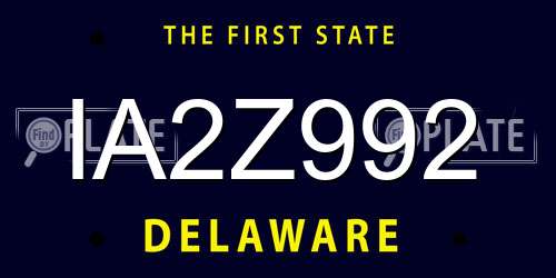 IA2Z992 Delaware License Plate