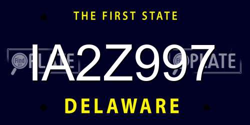 IA2Z997 Delaware License Plate