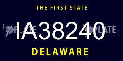 IA38240 Delaware License Plate