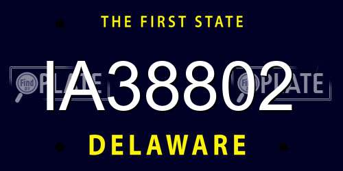 IA38802 Delaware License Plate