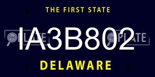 IA3B802 Delaware License Plate