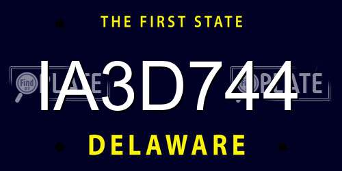 IA3D744 Delaware License Plate