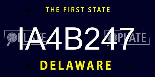 IA4B247 Delaware License Plate