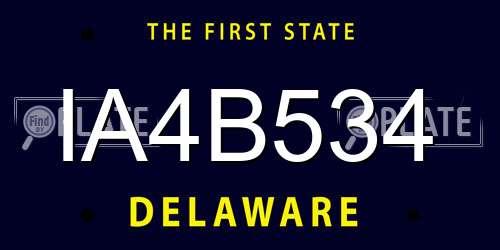IA4B534 Delaware License Plate