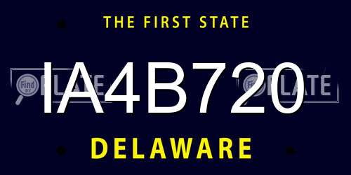 IA4B720 Delaware License Plate