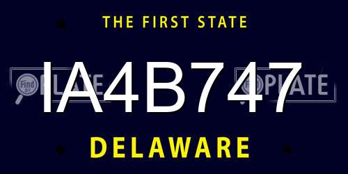 IA4B747 Delaware License Plate