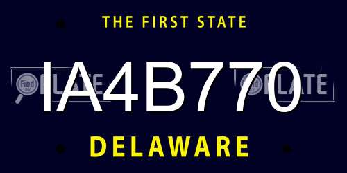 IA4B770 Delaware License Plate