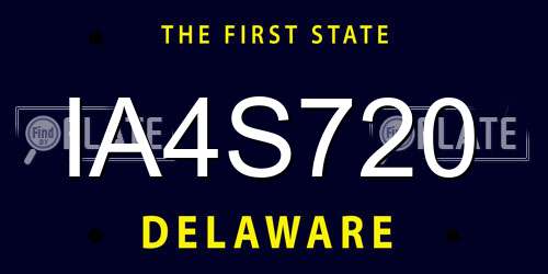 IA4S720 Delaware License Plate