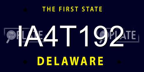 IA4T192 Delaware License Plate