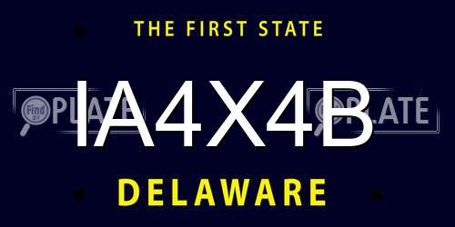 IA4X4B Delaware License Plate