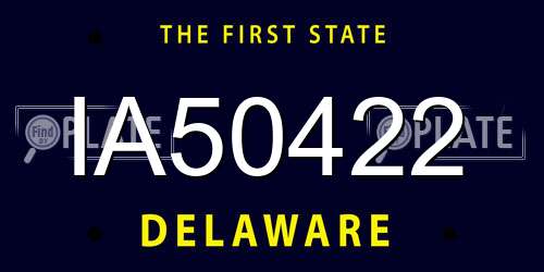 IA50422 Delaware License Plate