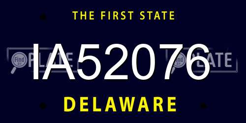 IA52076 Delaware License Plate