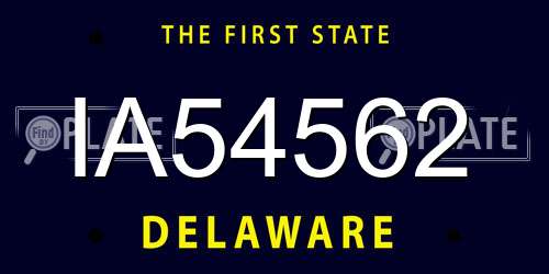 IA54562 Delaware License Plate