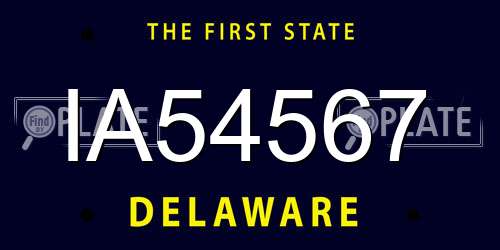 IA54567 Delaware License Plate