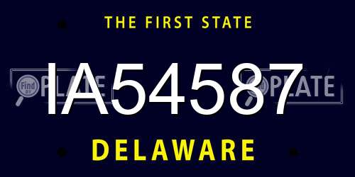 IA54587 Delaware License Plate