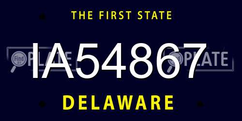 IA54867 Delaware License Plate