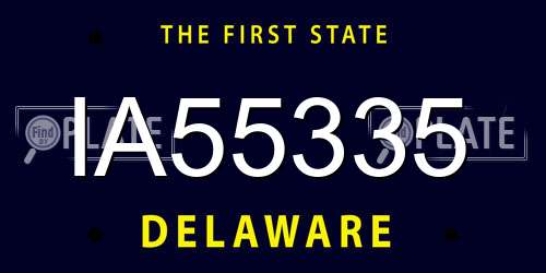 IA55335 Delaware License Plate