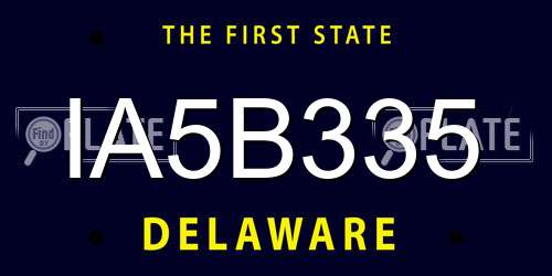IA5B335 Delaware License Plate