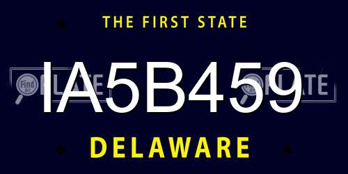 IA5B459 Delaware License Plate