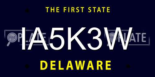 IA5K3W Delaware License Plate