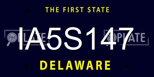 IA5S147 Delaware License Plate