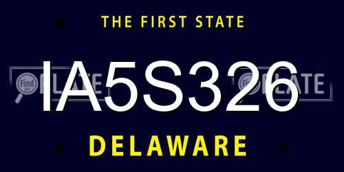 IA5S326 Delaware License Plate