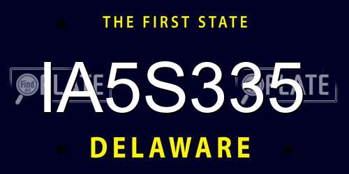 IA5S335 Delaware License Plate