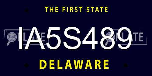 IA5S489 Delaware License Plate