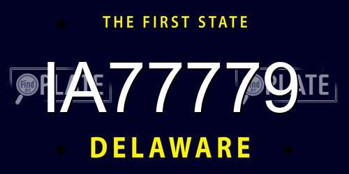 IA77779 Delaware License Plate