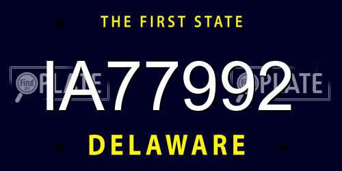 IA77992 Delaware License Plate