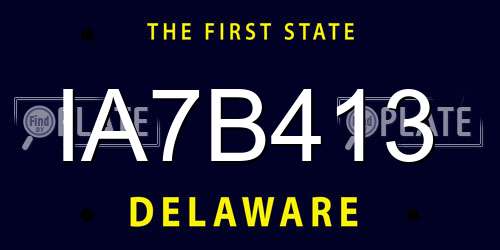 IA7B413 Delaware License Plate
