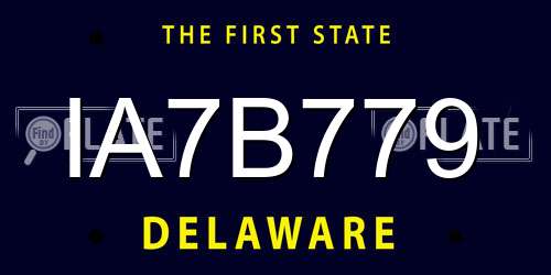 IA7B779 Delaware License Plate