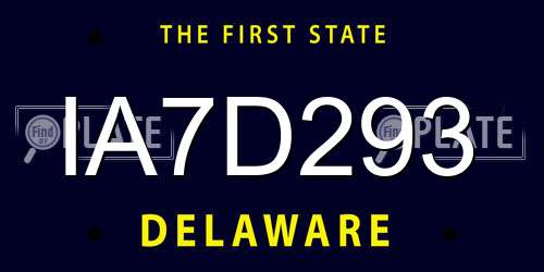 IA7D293 Delaware License Plate
