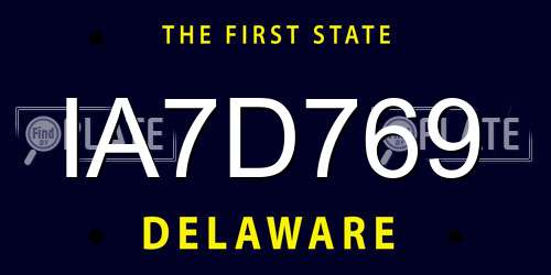 IA7D769 Delaware License Plate