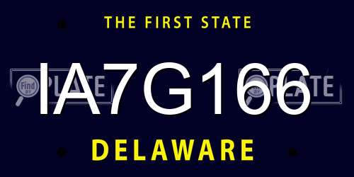 IA7G166 Delaware License Plate