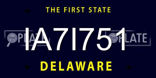 IA7I751 Delaware License Plate