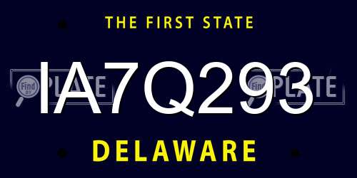 IA7Q293 Delaware License Plate