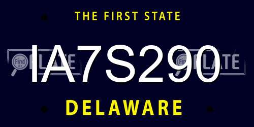 IA7S290 Delaware License Plate