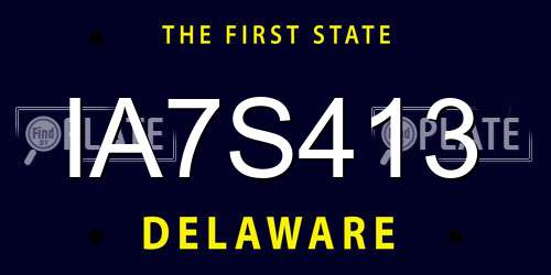 IA7S413 Delaware License Plate