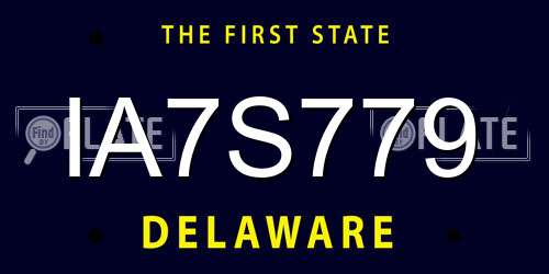 IA7S779 Delaware License Plate