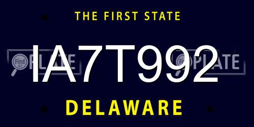 IA7T992 Delaware License Plate