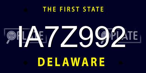 IA7Z992 Delaware License Plate