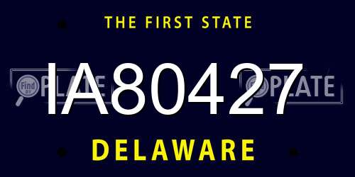 IA80427 Delaware License Plate