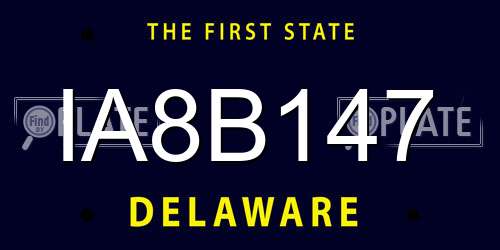 IA8B147 Delaware License Plate