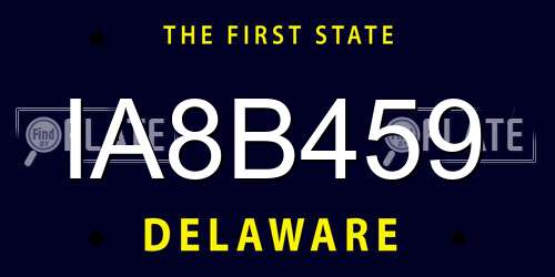 IA8B459 Delaware License Plate