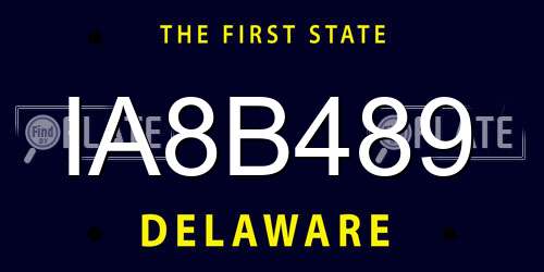 IA8B489 Delaware License Plate
