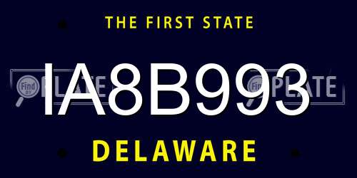 IA8B993 Delaware License Plate