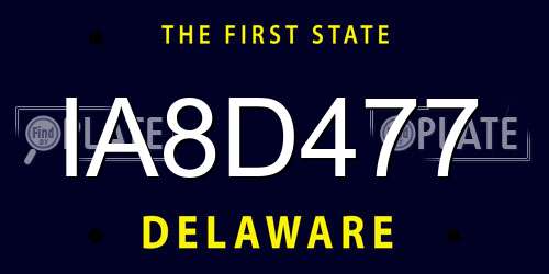 IA8D477 Delaware License Plate