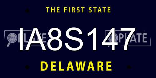 IA8S147 Delaware License Plate